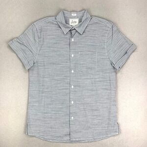 Bixby Shirt Mens Medium Blue‎ Striped Short Sleeve Cotton Button Up Preppy Beach